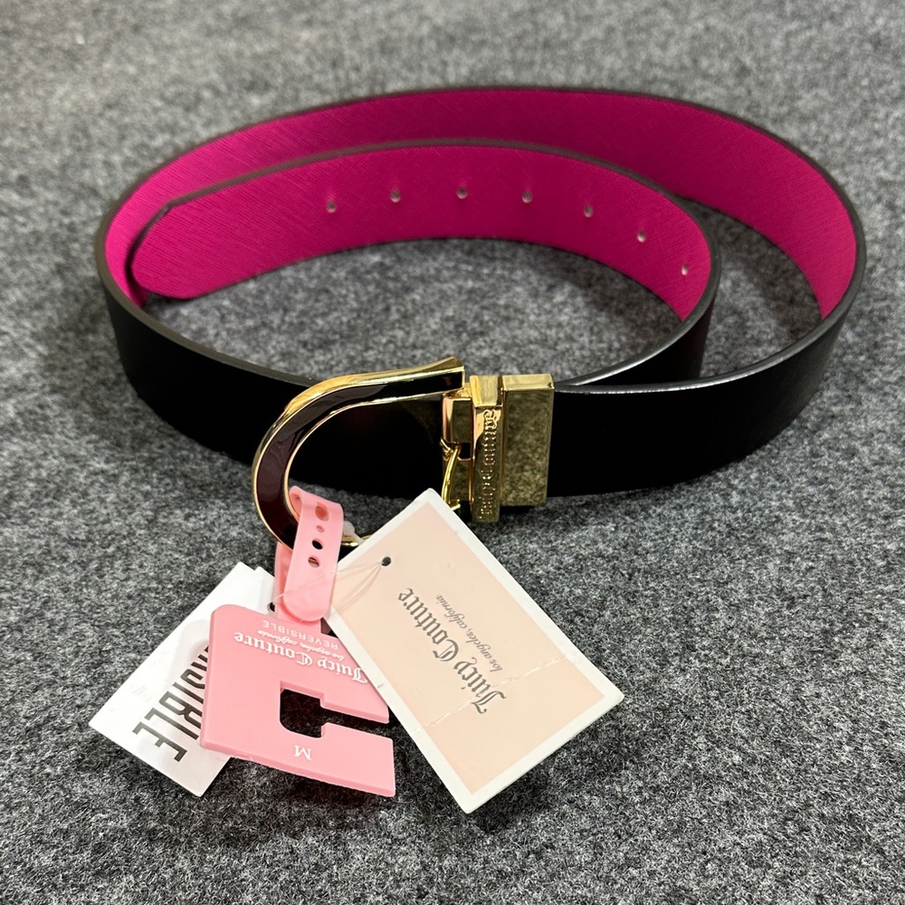 Juicy Couture Reversible Belt Pink and Black Womens Medium New With Tags